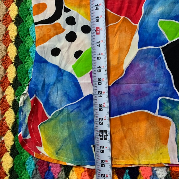 Vintage 80s 90s Studio Image Abstract Print Art Rainbow Top High Neck Cr… - Picture 9 of 12